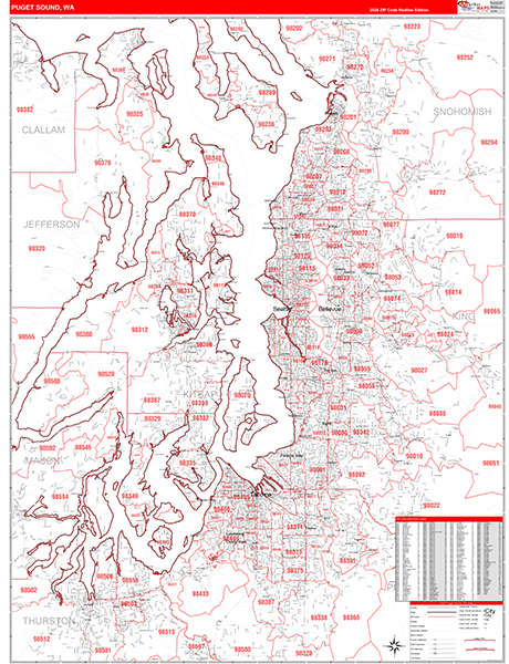 Puget Sound Metro Area Wall Map